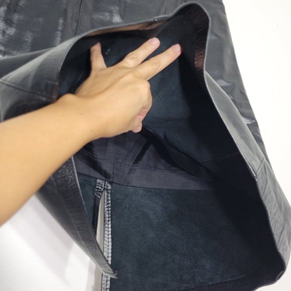 Valentina Vintage Leather Skirt Lined Black A-Line Classic Zipper Womens Retro - Picture 2 of 9